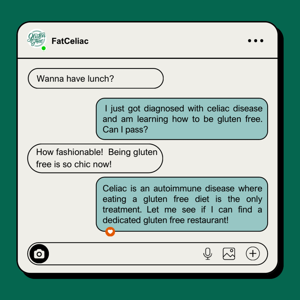 Text messages about being gluten free!